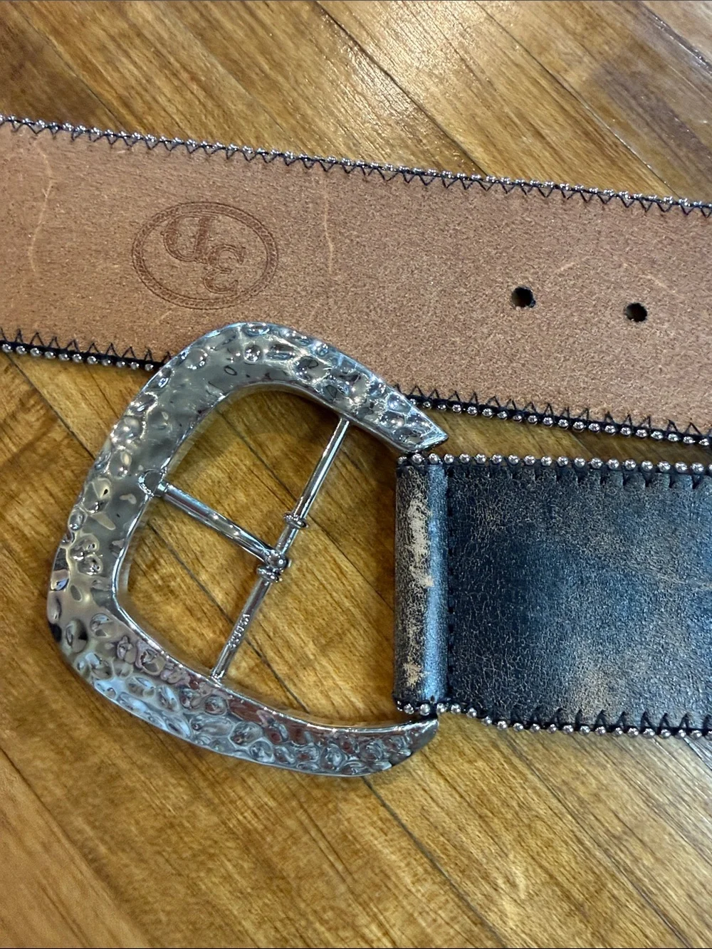 3D Leather Belt Thick with Crosses and large Buckle (15)